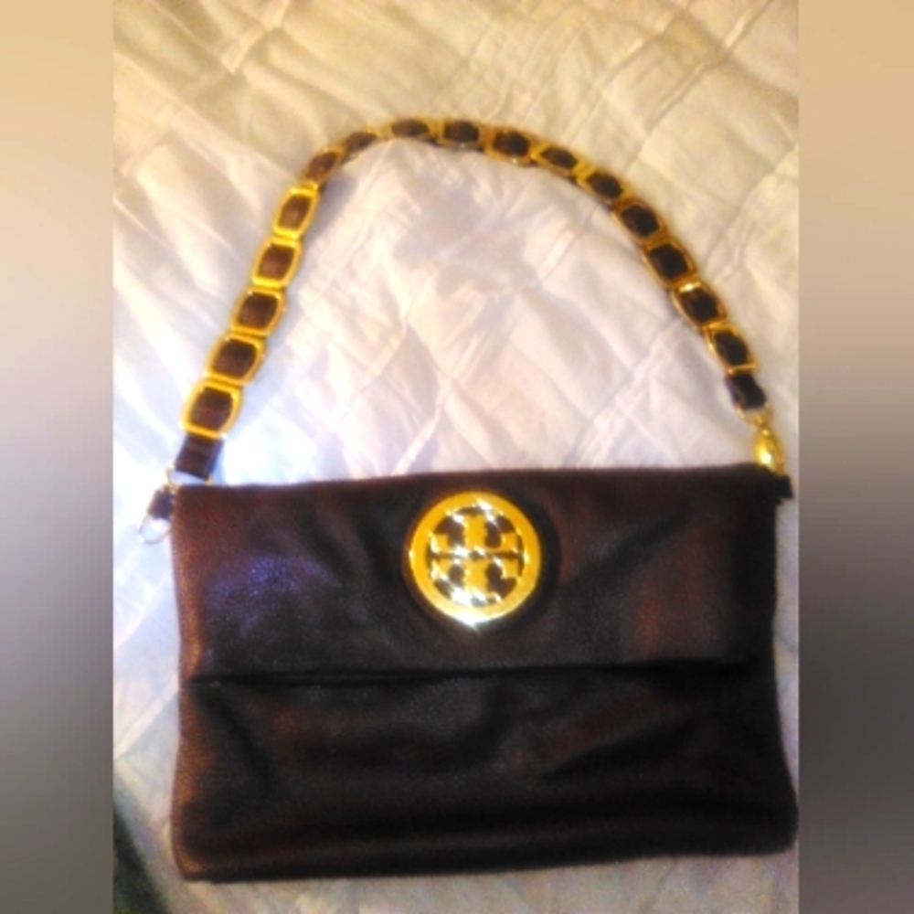 Tory Burch chocolate fold over purse